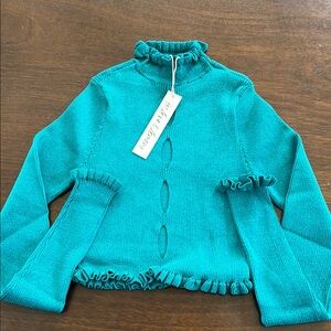 Teal Ruffled Women's Sweater For Love and Lemons